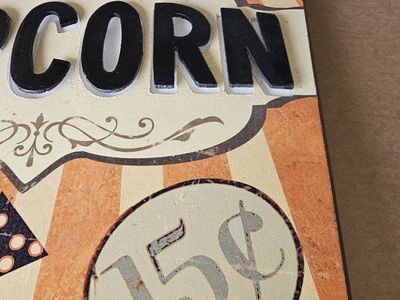Vintage Style Popcorn 15 Cents Sign Wall Decor