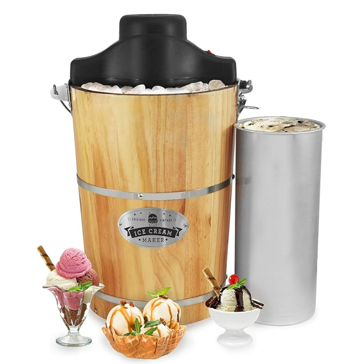 6-Quart Ice Cream Maker (Electric & Manual Crank) - Elite Gourmet