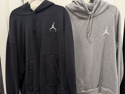 Nike Jordan Men's Fleece Pullover Hoodies - Lot of 2 (Black & Heather Gray) XXL