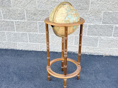 Beautiful vintage floor globe. Wooden Base by Powell. Crams Imperial World Globe