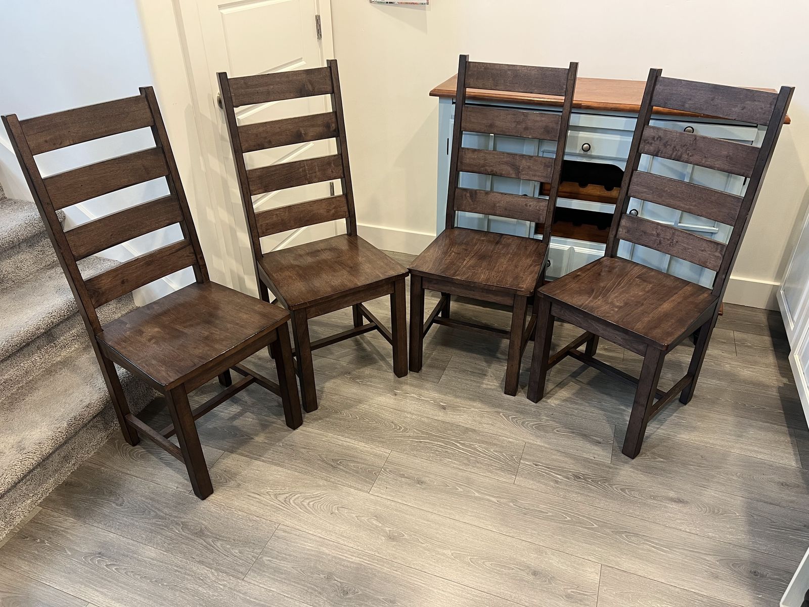 World Market Solid Wood Ladder Back Dining Chairs - Set of 4