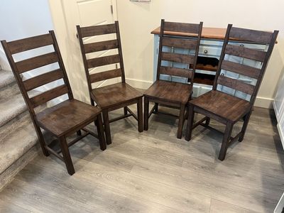 World Market Solid Wood Ladder Back Dining Chairs - Set of 4