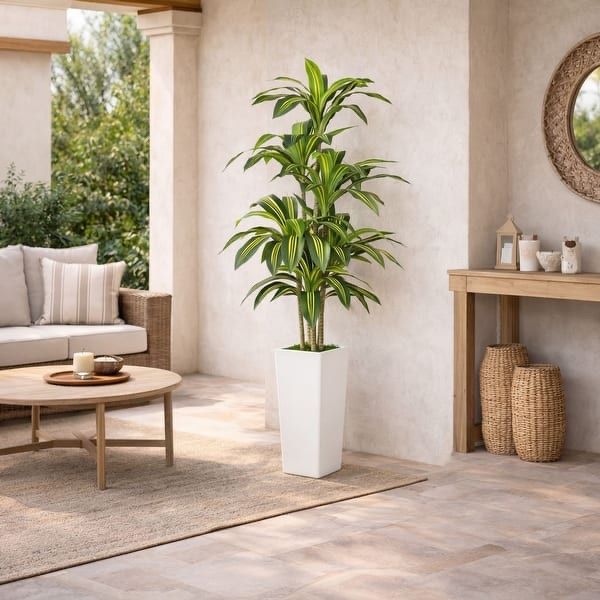 5 ft Artificial Real Touch Dracaena in Decorative Planter – New in Box