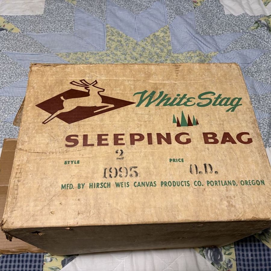 Vintage new white stag sleeping bag