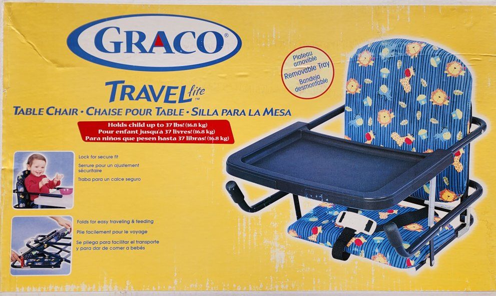 Graco Travel Lite Table Chair Portable High Chair Booster Seat with Removable Tray,