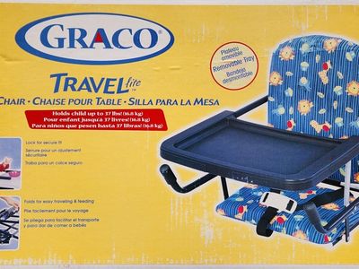 Graco Travel Lite Table Chair Portable High Chair Booster Seat with Removable Tray,
