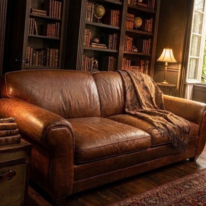 Vintage Restoration Hardware "Morgan" Tight Back Leather Sofa (Circa 2000)