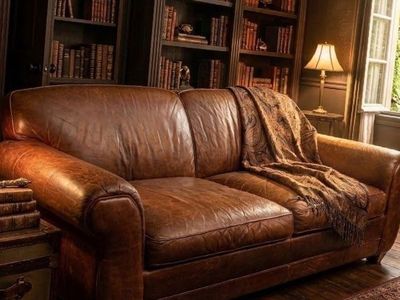 Vintage Restoration Hardware "Morgan" Tight Back Leather Sofa (Circa 2000)