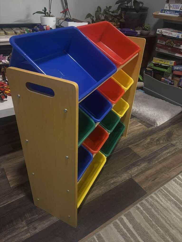 Toy Storage Rack With Bins