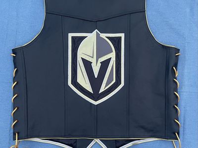 One Of A Kind Las Vegas Golden Knights Custom Black Leather Vest Mens Sz 48 NEW