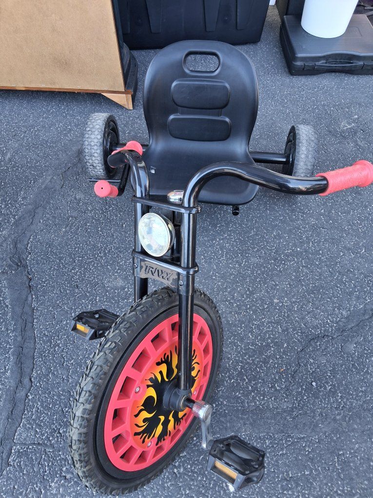 TRXX Kids Tricycle Black/Red with Flame Design - Used, Good Condition
