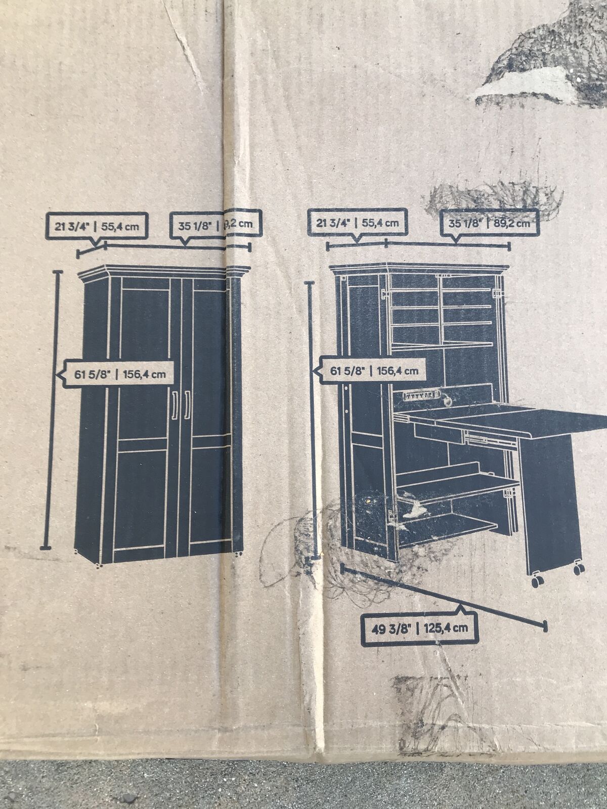 Sauder multipurpose amoire box 1 of 2 used for sprinter van converstion materials recycle reuse project