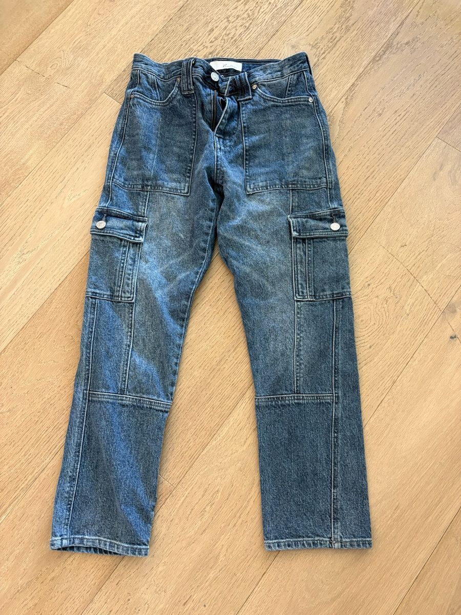 Size 2 Straight Leg Blue Jeans with buttoned pockets