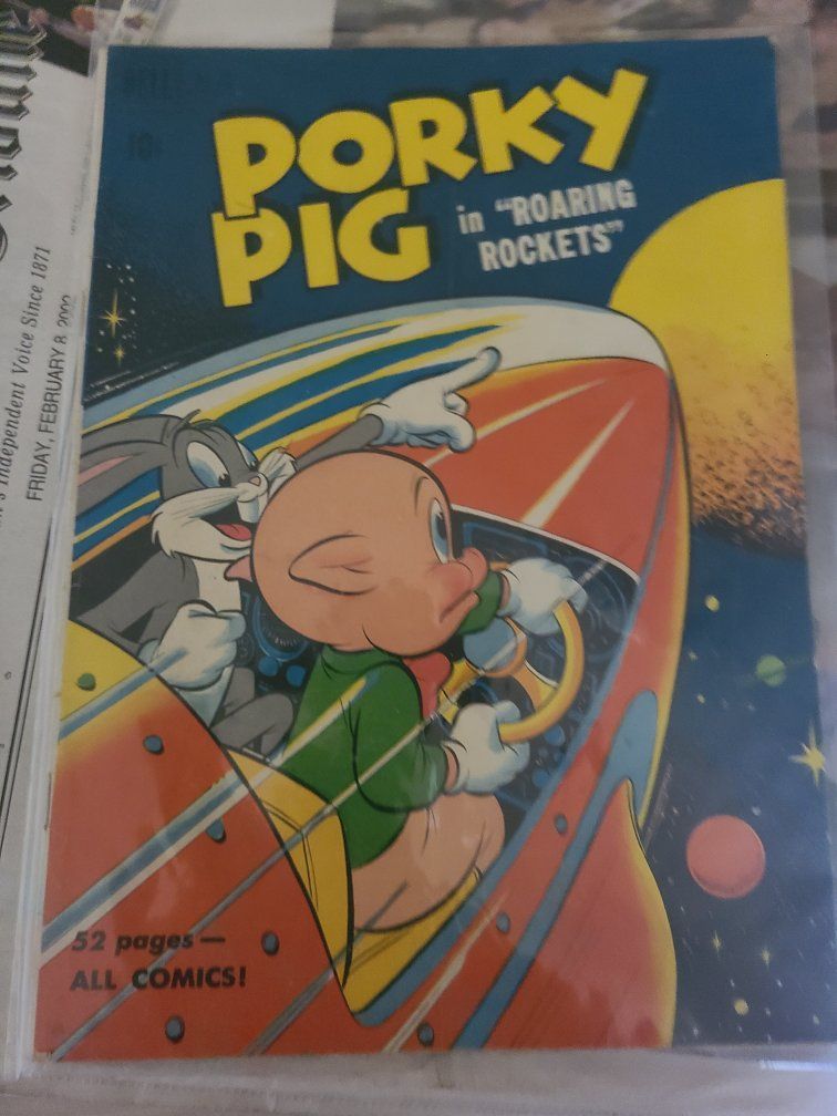 Vintage Porky Pig in Roaring Rockets Comic Book - Dell Comics 52 Pages
