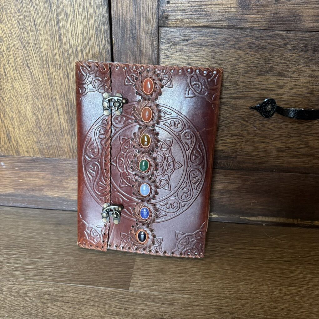 Hocus Pocus Style Leather Chakra Book 10x7x1