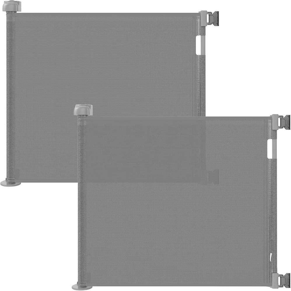 Retractable Baby & Pet Safety Mesh Gate 2 pack - Fits Openings Up to 55" Wide, Gray