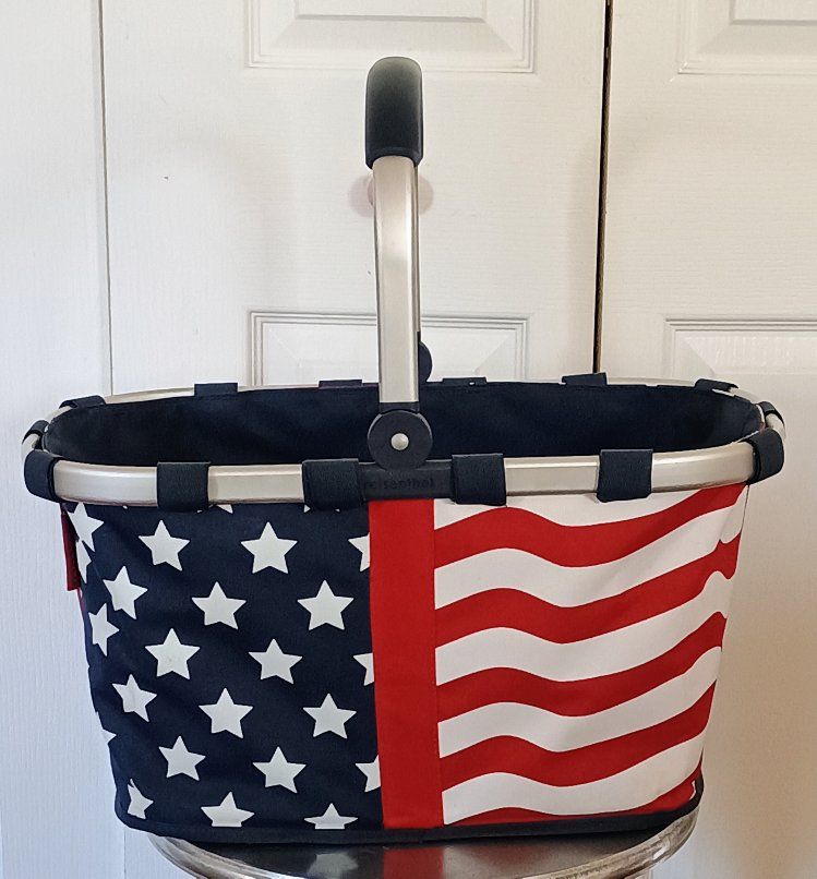 Reisenthel American Flag Collapsible Basket Stars & Stripes Tote Bag Picnic Shopping