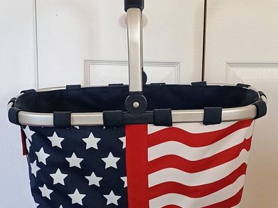 Reisenthel American Flag Collapsible Basket Stars & Stripes Tote Bag Picnic Shopping