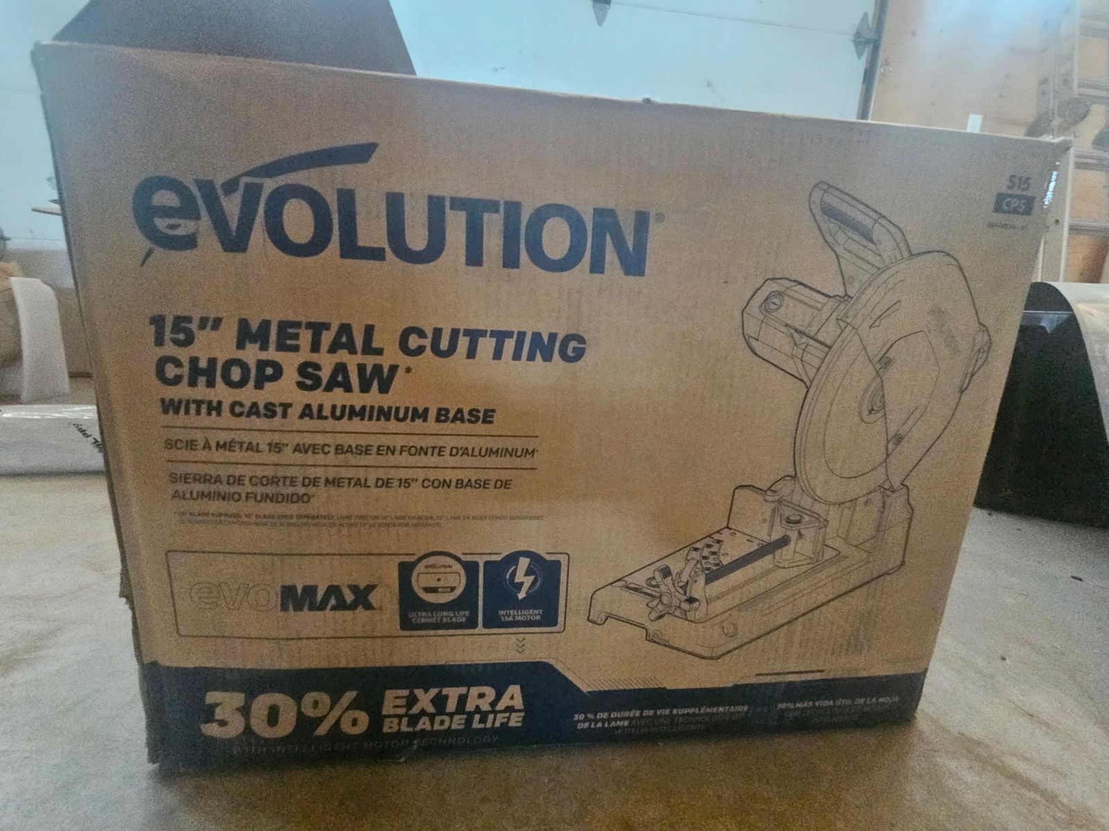 Evolution S15CPS 15" Metal Cutting Chop Saw with Cast Aluminum Base & 30% Extra Blade Life