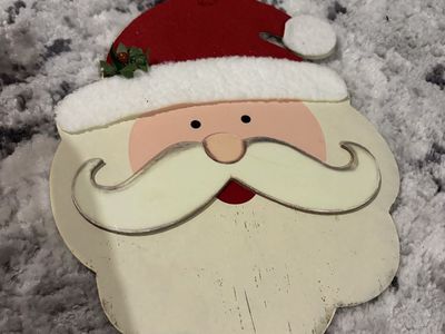 Wooden Santa Claus Hanging Holiday Wall Decor with Red Hat