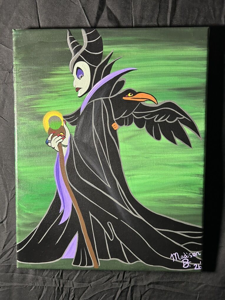 Maleificent Inspired cartoon Villan Hand Painted