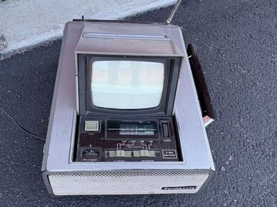 Vintage portable CRT TV’s. Some w radios. Rad retro decorations Antique televisions