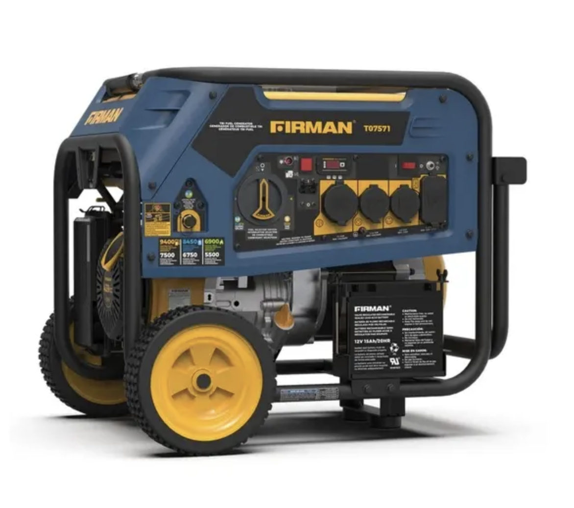NEW Firman Generator - 9400 / 7500 Watt TRI FUEL