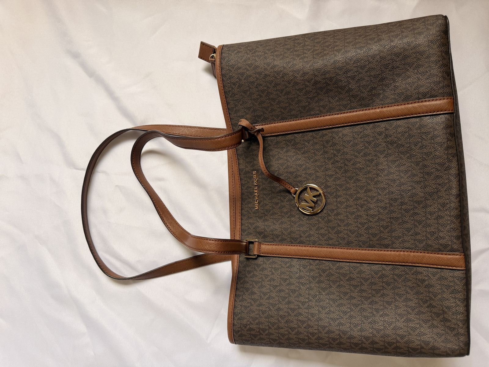 Michael Kors Monogram Canvas Large Shoulder Tote Bag Brown
