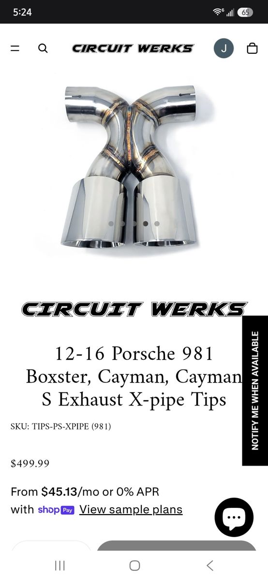 2012-2016 Porsche Boxster, Cayman, Cayman S X-Pipe Tips