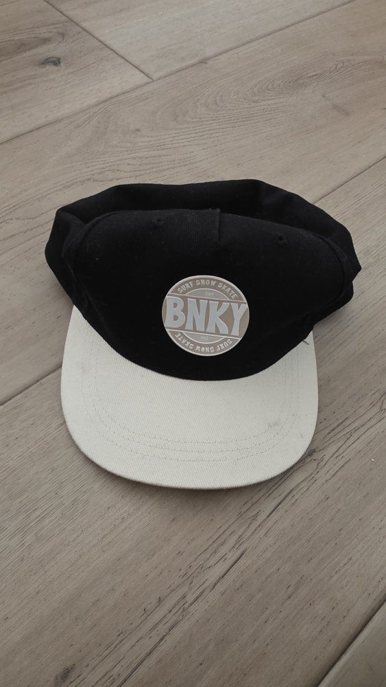BNKY Surf Snow Skate Flat Brim Cap - Black & White, Adjustable