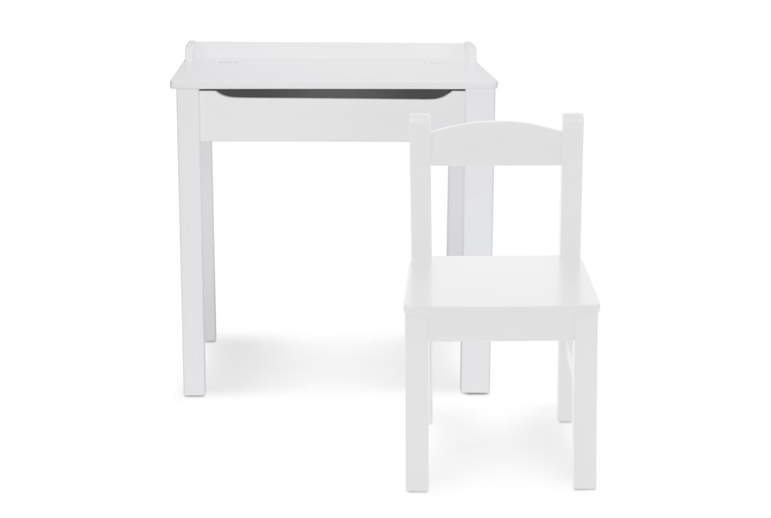 New in Box Wooden Child's Lift-Top Desk & Chair, White