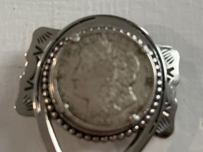 1921 silver dollar belt buckle