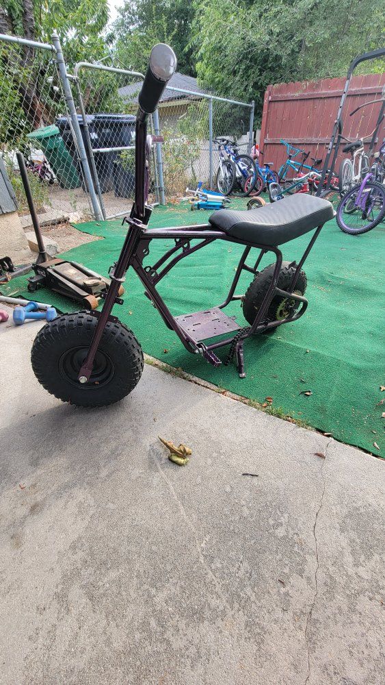 Purple Mini Bike Frame with Seat and Wheels - Used