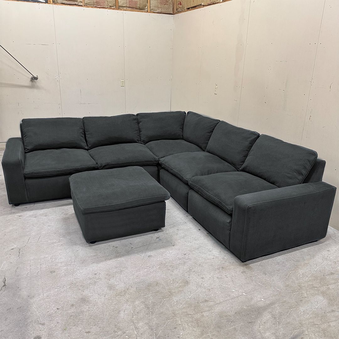 Dark Gray Cloud Couch (6-Piece Modular Sectional) - Delivery Available