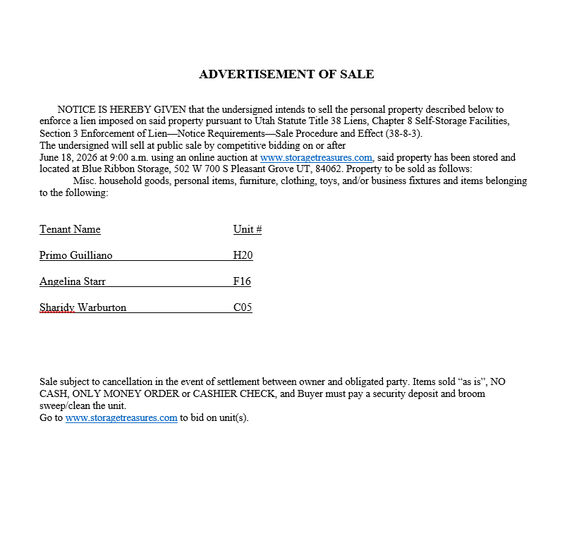 Notice of Public Auction