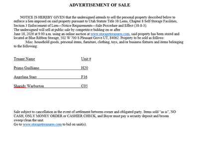 Notice of Public Auction