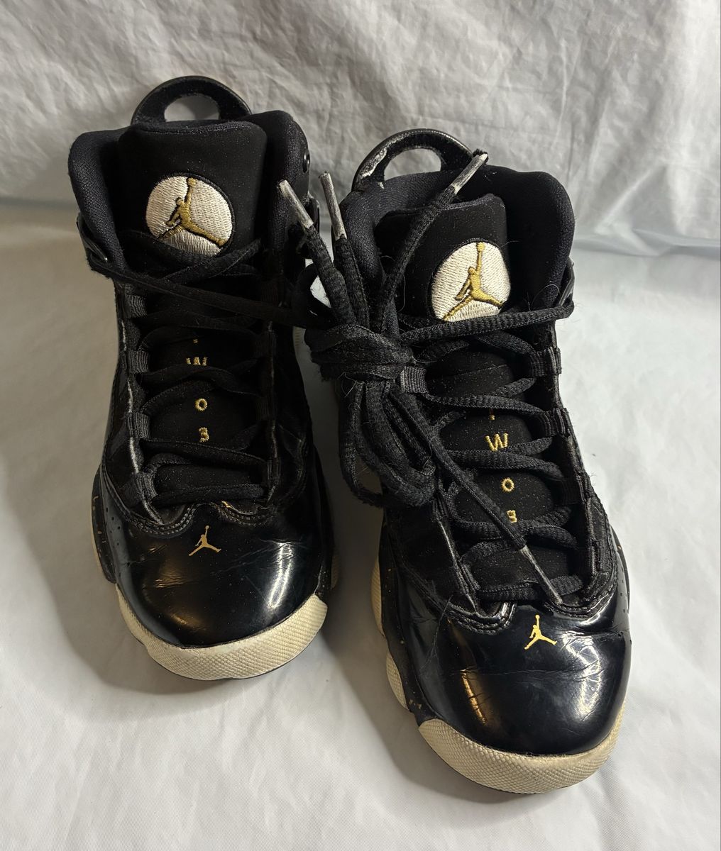 Nike Air Jordan 6 Rings Black Metallic Gold Preschool 13C – 323432-007