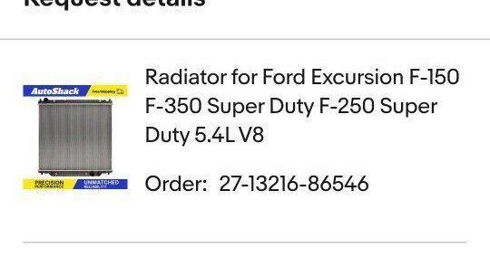 Radiator Ford F150/250/350  5.4l v8  1999-2004