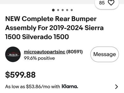 NEW Complete Rear Bumper Assembly For 2019-2024 Sierra 1500 Silverado 1500