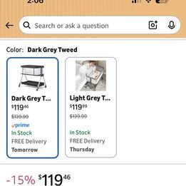 Dark Gray Tweed Bassinet/Bedside Sleeper