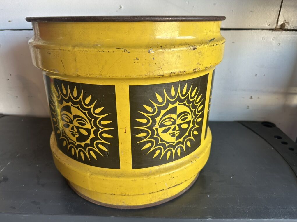 Vintage Sears Roebuck Simpson Sun Motif Drum Metal