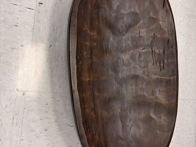 Large Wooden Dough Bowl, Rustic Farmhouse Decor, Dark Wood Oval Trencher
