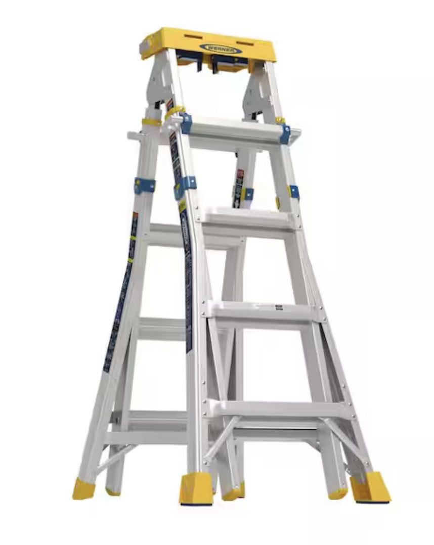 Werner 18 ft. Reach Aluminum 6-in-1 Multi Position Ladder