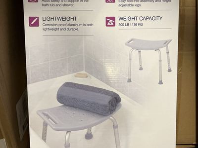 Drive Medical Gray Shower Bench, RTL12203KDR, 300lb Capacity, Tool-Free Assembly, Lightweight