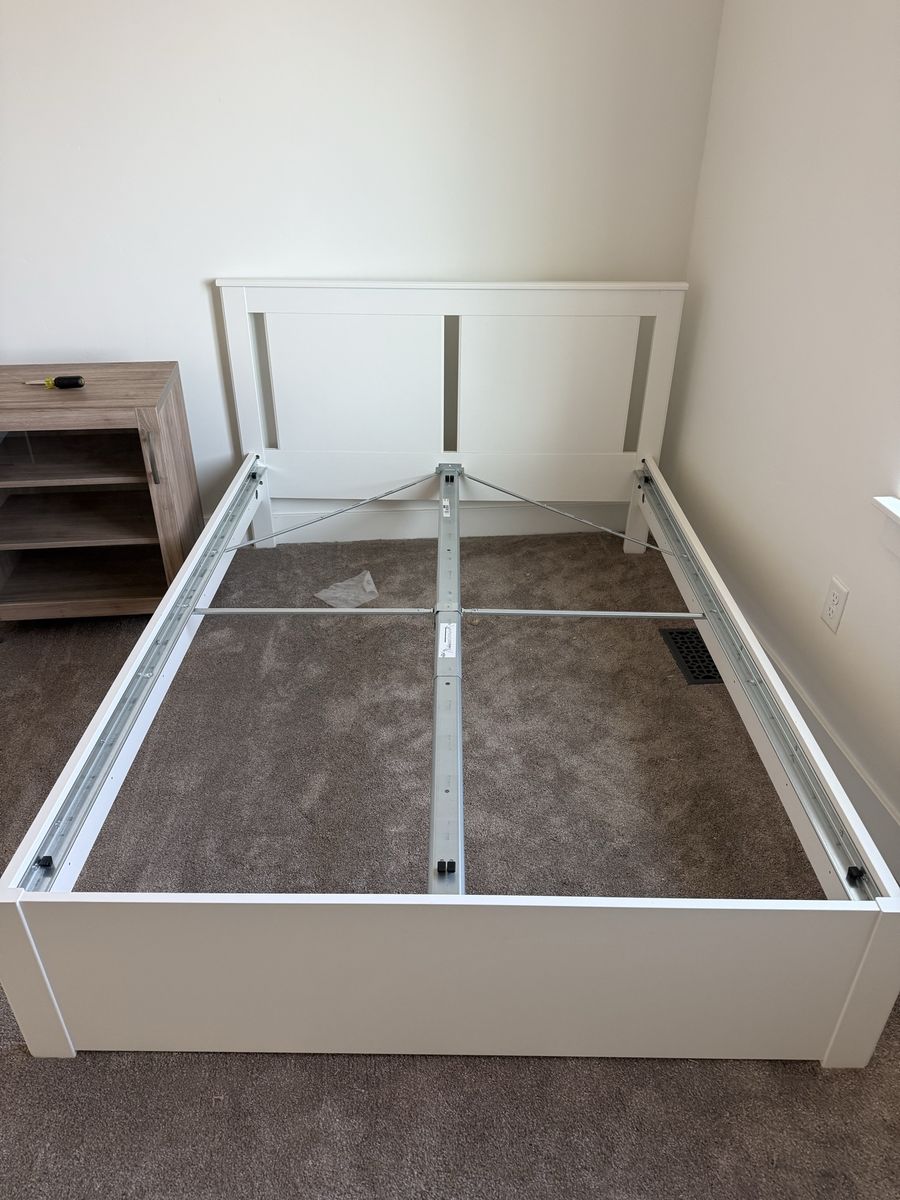 IKEA full bed frame with slates and mattress