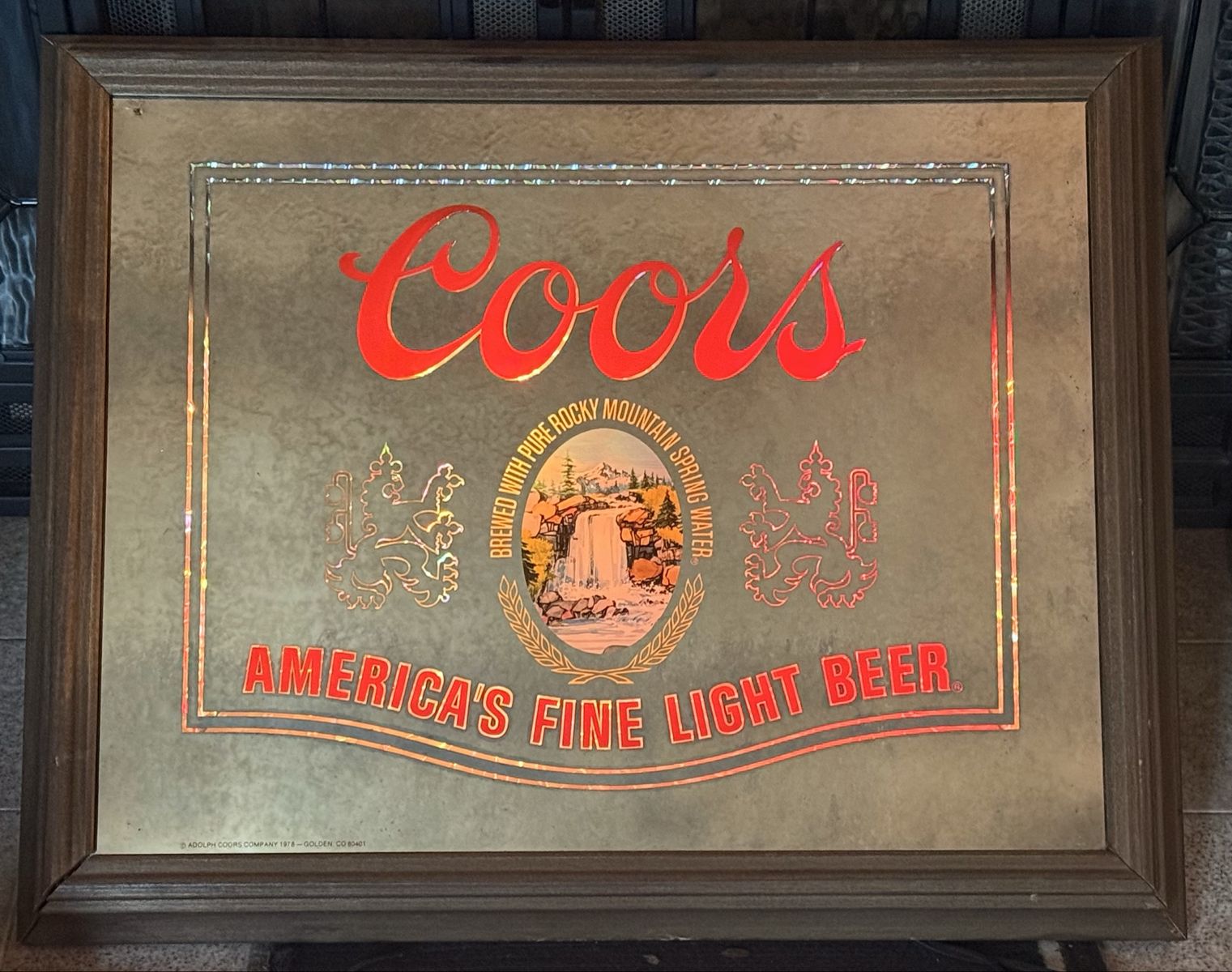 Vintage Coors Beer Lighted & Framed Mirror