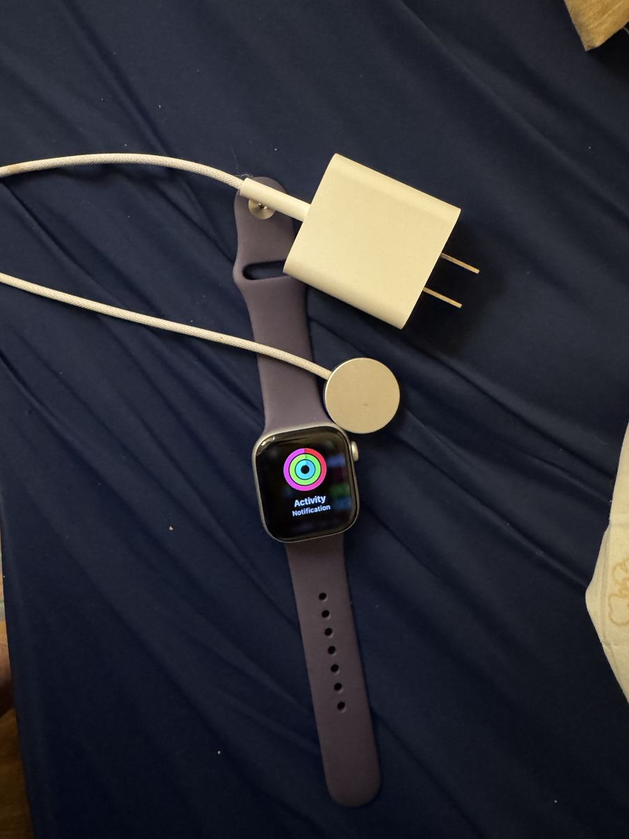 Apple Watch with Purple Sport Band and Charger