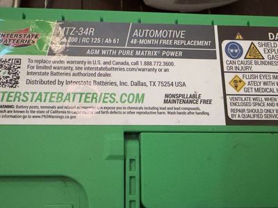 Group 34 AGM Interstate Battery - BRAND NEW (MTZ-34)