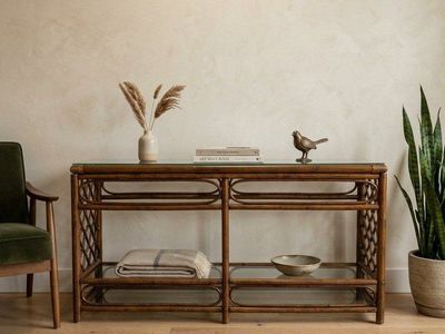 Vintage Bamboo Coastal Console Table