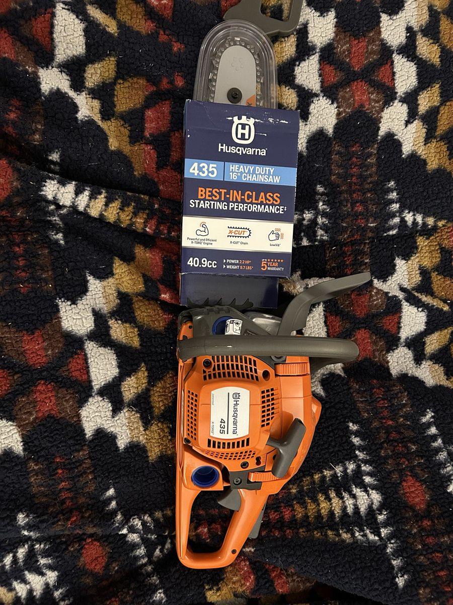 Brand New, still in the box Husqvarna 435 Heavy Duty 16” Chainsaw. 40.9cc. Power 2.2 HP. Weight 9.7 lbs.